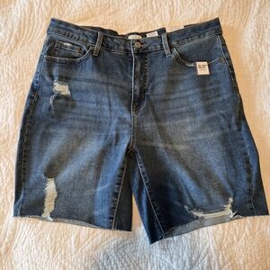 NWT Time and Tru Blue Distressed Jean Shorts 14